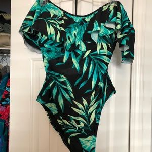Palm leaf swim suit